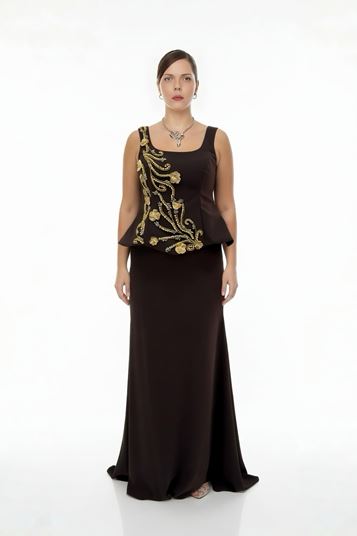 Trägerloses PeplumAbendkleid in Übergröße